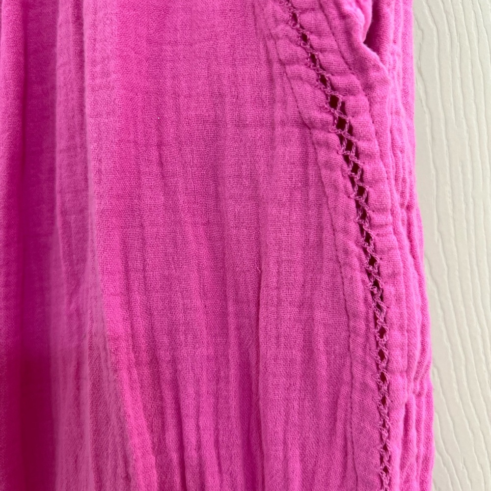 Aerie Pink Knit linen pants with slit and pockets